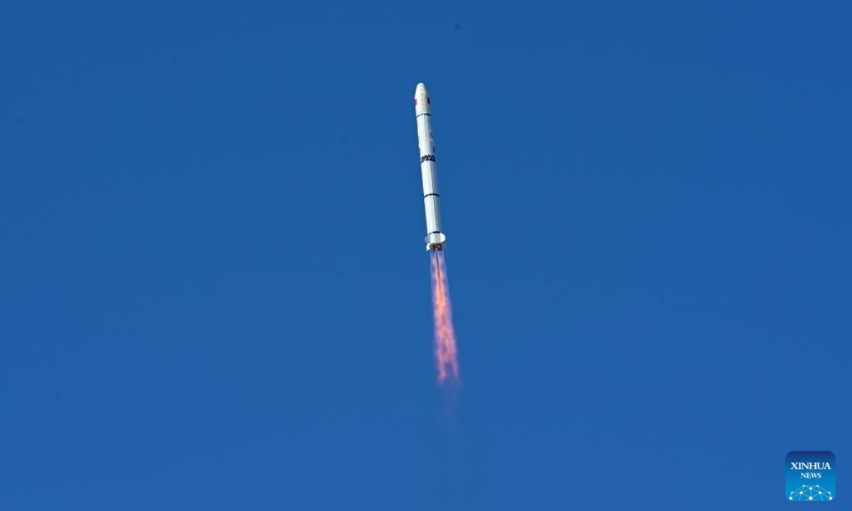A new remote sensing satellite is launched by a Long March-2C carrier rocket from the Jiuquan Satellite Launch Center in northwest China, Feb 24, 2023. The satellite entered its planned orbit successfully. Photo:Xinhua