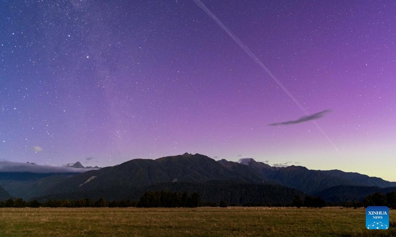 This photo taken on Feb. 27, 2023 shows the Aurora Australis, also known as the Southern Lights, seen from Fox Glacier on the west coast of the South Island, New Zealand.(Photo: Xinhua)
