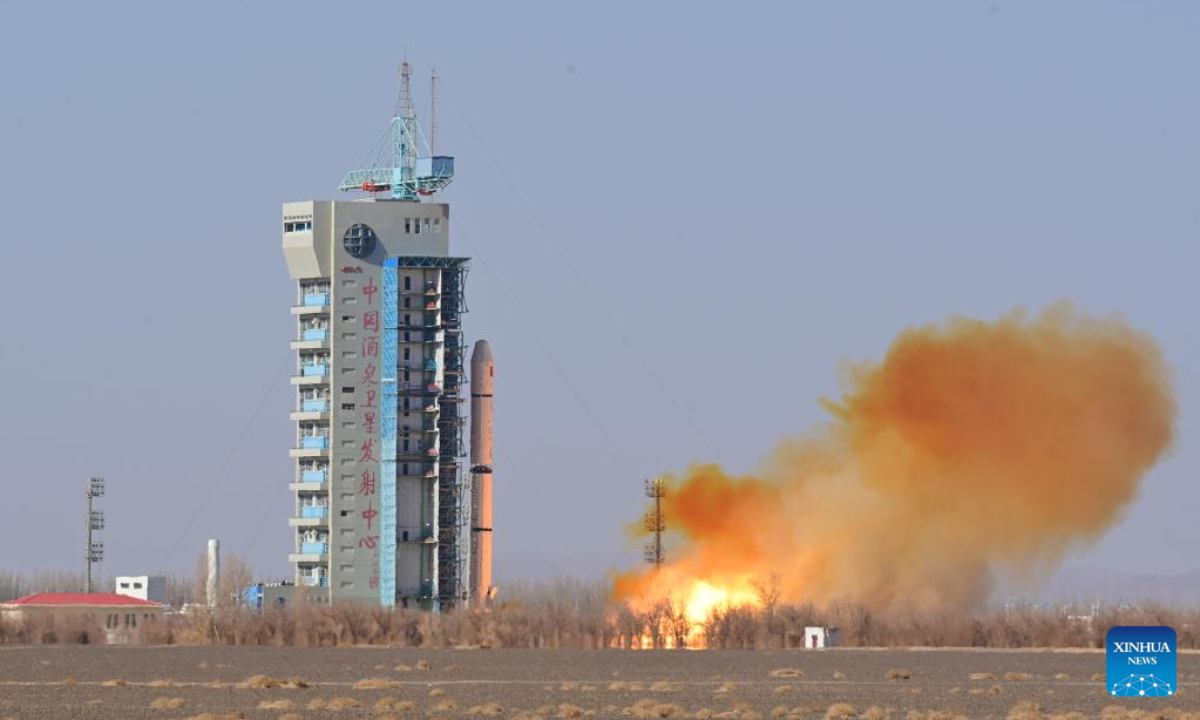 A new remote sensing satellite is launched by a Long March-2C carrier rocket from the Jiuquan Satellite Launch Center in northwest China, Feb 24, 2023. The satellite entered its planned orbit successfully. Photo:Xinhua