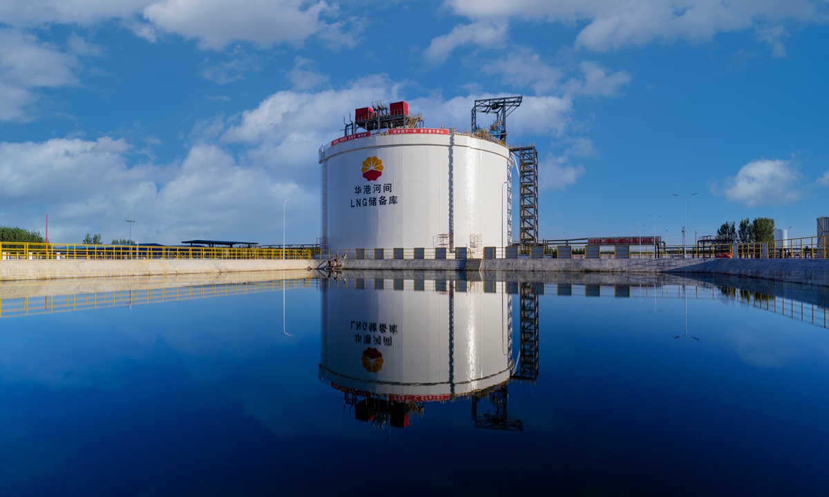 The world's first on-land GST membrane full containment LNG storage tank in Hejian, North China's Hebei Province Photo: Courtesy of Hudong-Zhonghua Shipbuilding (Group) Co