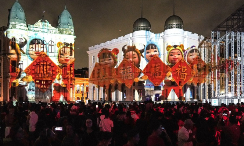 A light show is held to celebrate Chinese New Year in Recife, Brazil, Jan 19, 2023. Photo:Xinhua