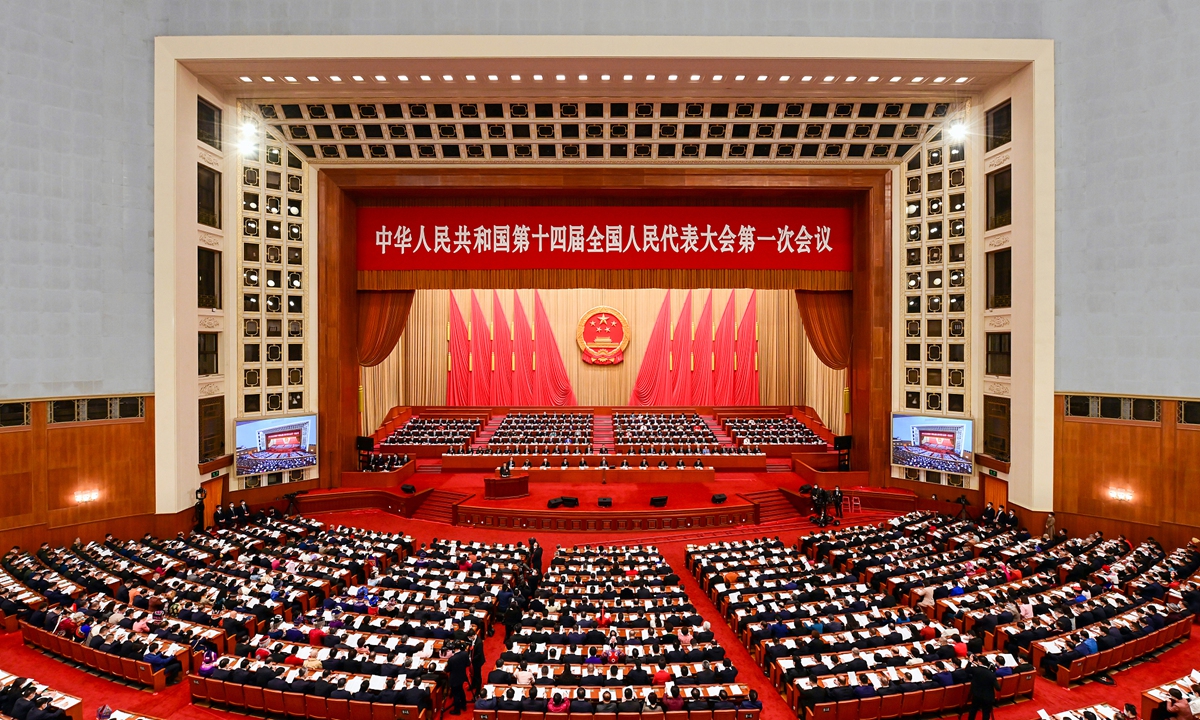 The first session of the 14th National People's Congress (NPC) on March 5, 2023. Photo: VCG