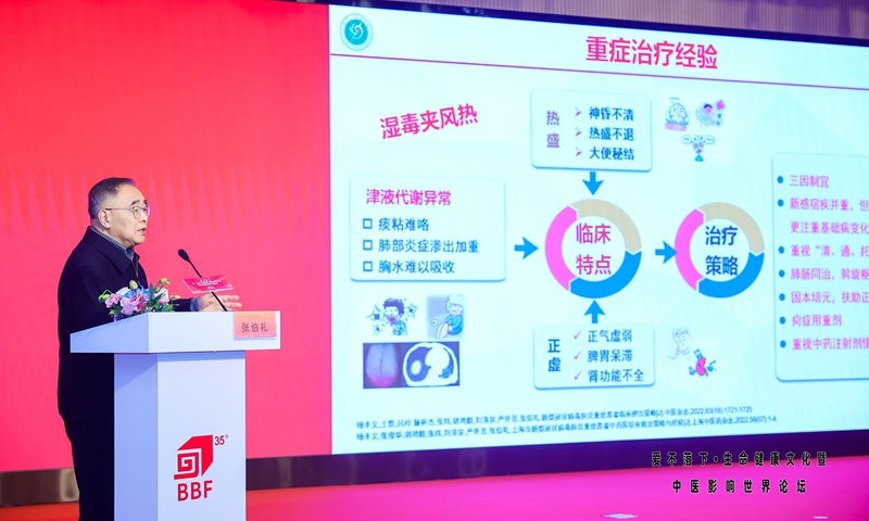 Zhang Boli, an academician from the Chinese Academy of Engineering shares the contributions of TCM in treatment to the COVID-19 at the forum on February 24, 2023. Photo: Courtesy of forum committee