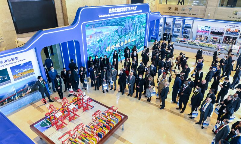Foreign diplomats visit the exhibition hall of China Communications Construction Company (CCCC) in Beijing on February 27, 2023. Photo: courtesy of CCCC