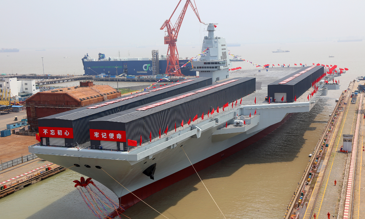 China's third aircraft carrier, the Fujian. Photo:VCG
