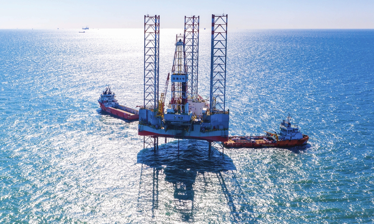 China's Bohai Sea Oilfield, the country's largest offshore oil producing base, discovers a third oil field with output of over 100 million tons, China National Offshore Oil Corp announced on March 1, 2023. The field can extract more than 20 million tons of crude oil, which can be refined into enough gasoline for 10,000 small cars to run normally for 30 years. Photo: cnsphoto
