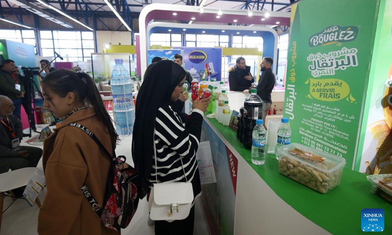 People visit the International Fair for the Beverage and Liquid Food Industry (BEVALG) in Algiers, Algeria, on March 6, 2023. This fair is held in Algiers from March 6 to March 9.(Photo: Xinhua)