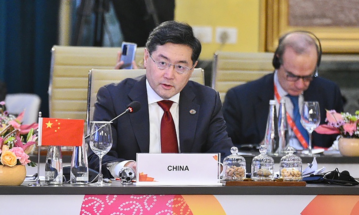 Chinese Foreign Minister Qin Gang attends the G20 Foreign Ministers' Meeting in New Delhi on March 2, 2023. Photo: from IC.