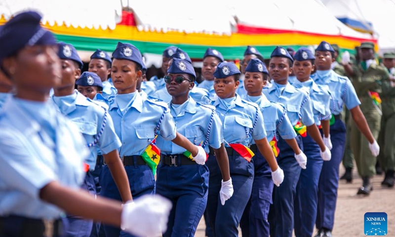 Air force members take part in a parade during the Independence Day celebrations in Kumasi, Ghana, on March 6, 2023. Ghana celebrated its Independence Day on Monday.(Photo: Xinhua)