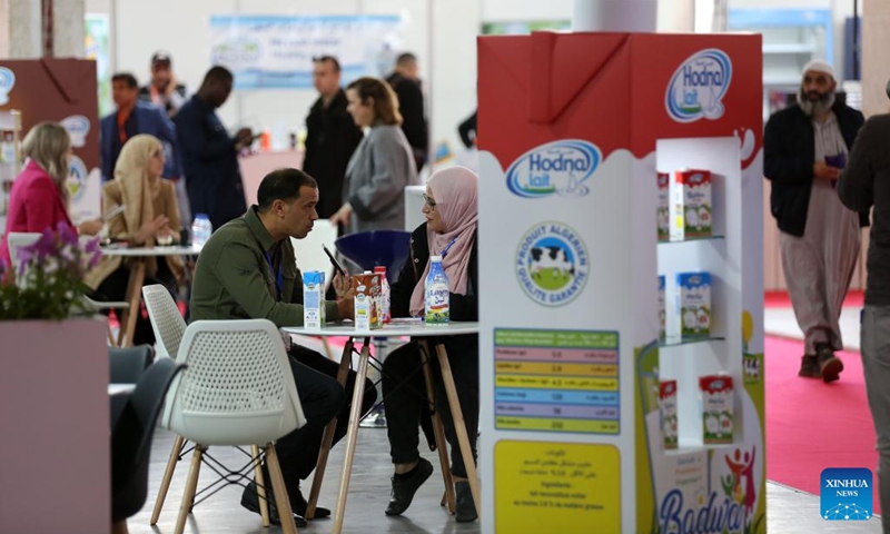 People visit the International Fair for the Beverage and Liquid Food Industry (BEVALG) in Algiers, Algeria, on March 6, 2023. This fair is held in Algiers from March 6 to March 9.(Photo: Xinhua)
