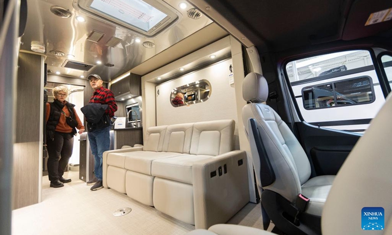An inside view of a RV is seen during the 2023 Toronto Spring Camping & RV Show in Mississauga, the Greater Toronto Area, Canada, on March 2, 2023. The annual event is held here from March 2 to March 5 with over 450 RVs.(Photo: Xinhua)