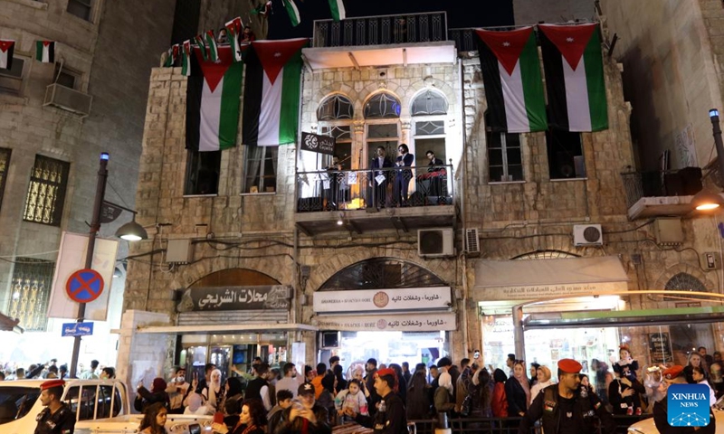 People watch a performance during the Amman City Day celebrations in Amman, Jordan, on March 2, 2023.(Photo: Xinhua)