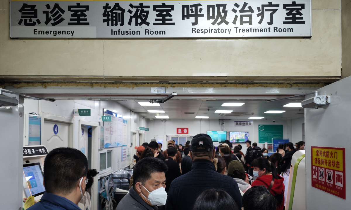 The Children's Hospital of Capital Institute of Pediatrics in Beijing crowded with patients reporting flu and norovirus like symptoms on March 6, 2023 Photo: IC