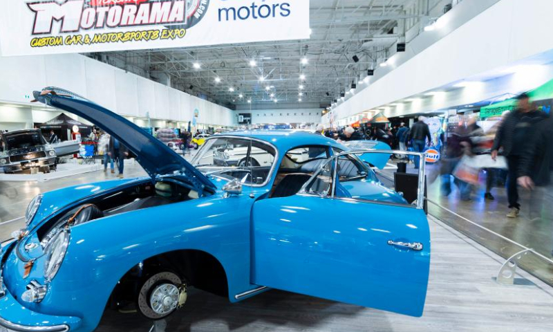People visit the 2023 Toronto Motorama Custom Car & Motorsports Expo in Mississauga, the Greater Toronto Area, Canada, on March 10, 2023. Featuring hundreds of custom vehicles of all sorts, this annual three-day event kicked off here on Friday. (Photo by Zou Zheng/Xinhua)