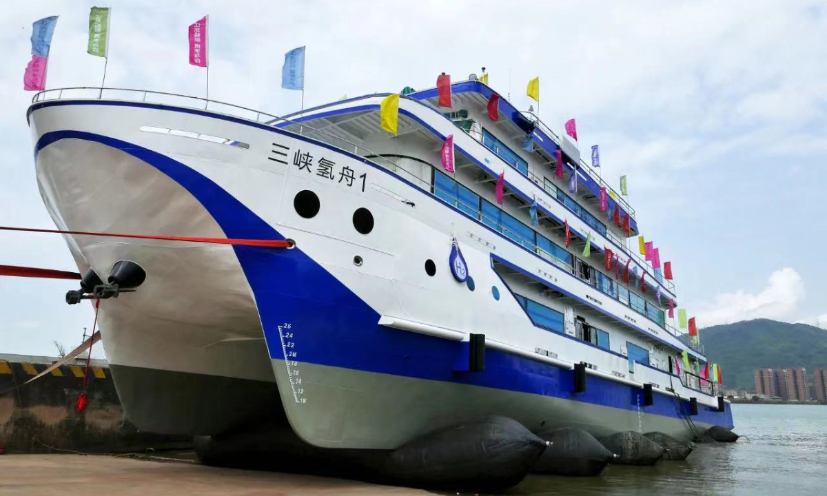 The hydrogen fuel cell-powered service vessle Photo: Screenshot of China Three Gorges Corportaion's promotional materal