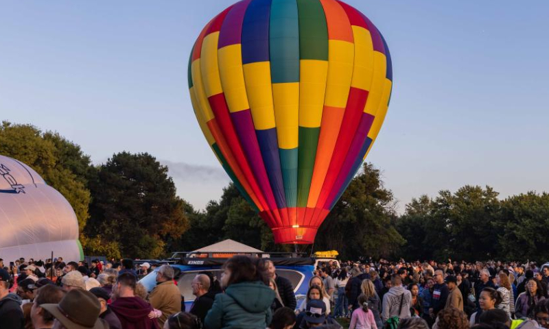 This photo taken on March 11, 2023 shows the annual Canberra Balloon Spectacular festival in Canberra, Australia. The annual Canberra Balloon Spectacular festival, a hot air balloon festival, is held this year from March 11 to 19. (Photo by Chu Chen/Xinhua)

