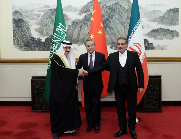 As announced by China on March 10, 2023, Saudi Arabia and Iran, the latter two have reached a deal which includes the agreement to resume diplomatic relations and reopen embassies and missions within two months. Photo: Chinese Ministry of Foreign Affairs