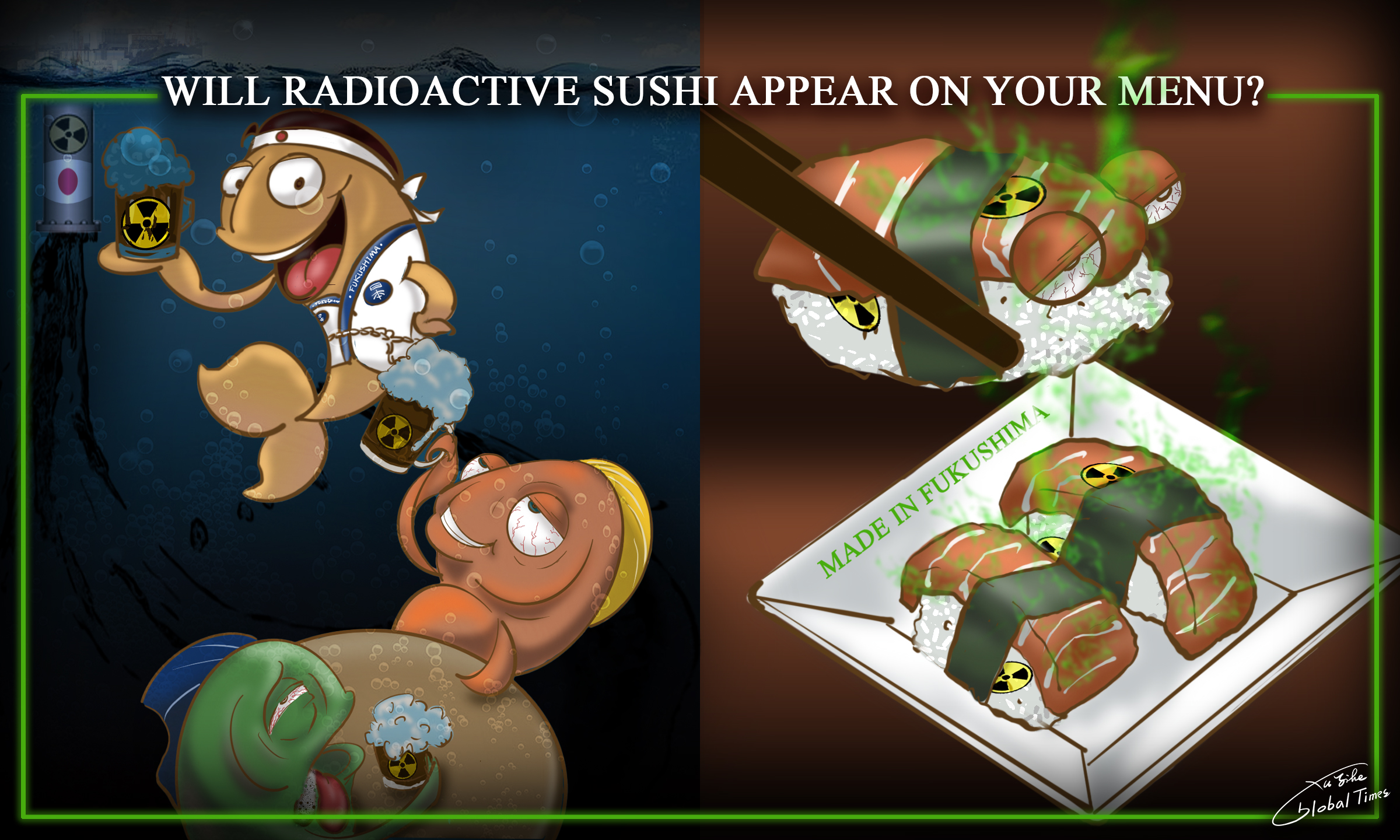 Will radioactive sushi appear on your menu? Cartoon: Xu Zihe/GT