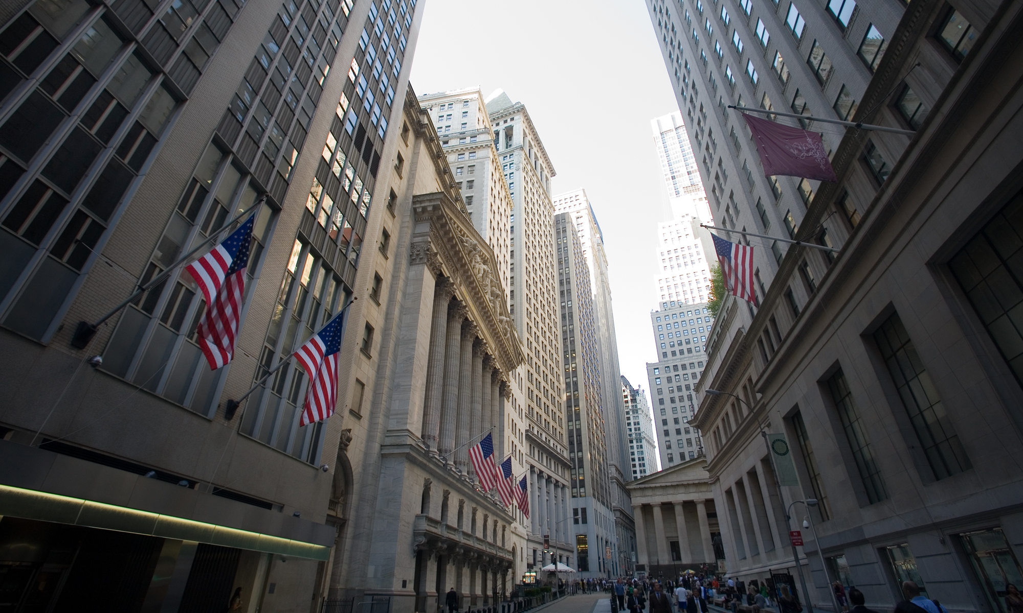 A view of Wall Street in New York, the US Photo: IC