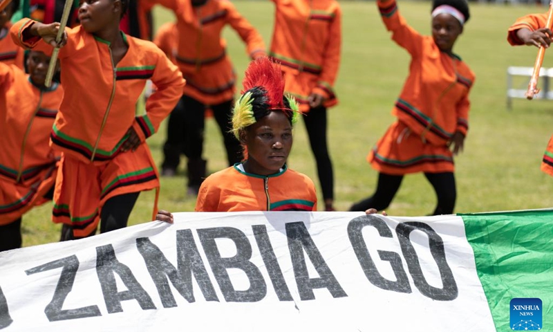 Zambian girls take part in International Women's Day celebrations in Lusaka, Zambia, on March 8, 2023. Zambia on Wednesday joined the rest of the world in commemorating International Women's Day with activities held in various parts of the country amid calls for gender equality.(Photo: Xinhua)