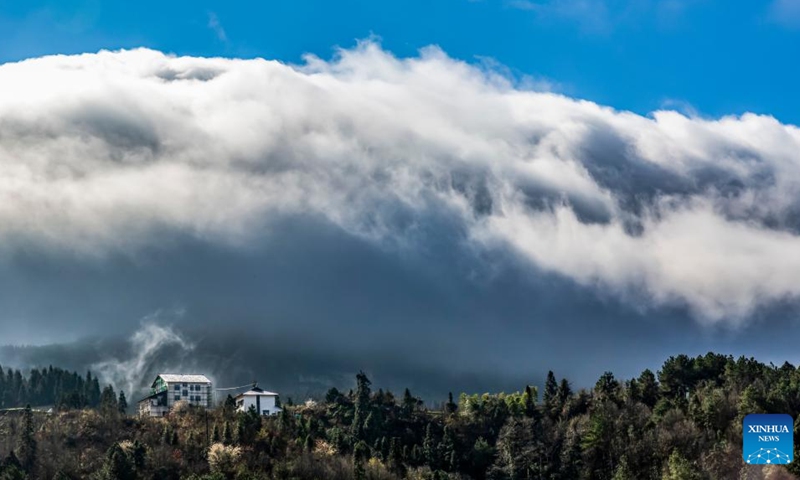 This photo taken on March 13, 2023 shows clouds over Jinfo Mountain in southwest China's Chongqing.(Photo: Xinhua)