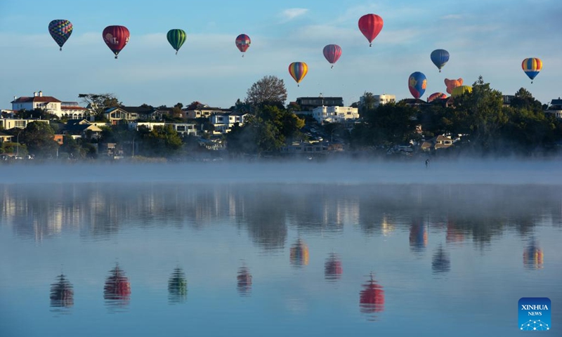 Hot-air balloons are seen during the 5-day Balloons Over Waikato Festival in Hamilton, New Zealand, March 15, 2023.(Photo: Xinhua)