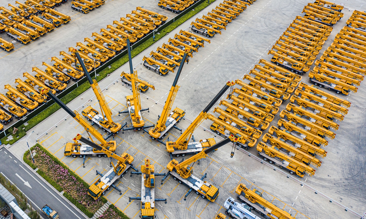 A view of the heavy machinery products testing ground of the Xuzhou Construction Machinery Group taken on May 9, 2022. Photo: Xinhua