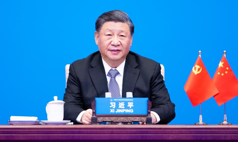 Xi Jinping, general secretary of the Communist Party of China (CPC) Central Committee and Chinese president, attends the CPC in Dialogue with World Political Parties High-Level Meeting via video link and delivers a keynote address in Beijing, capital of China, March 15, 2023.(Photo: Xinhua)