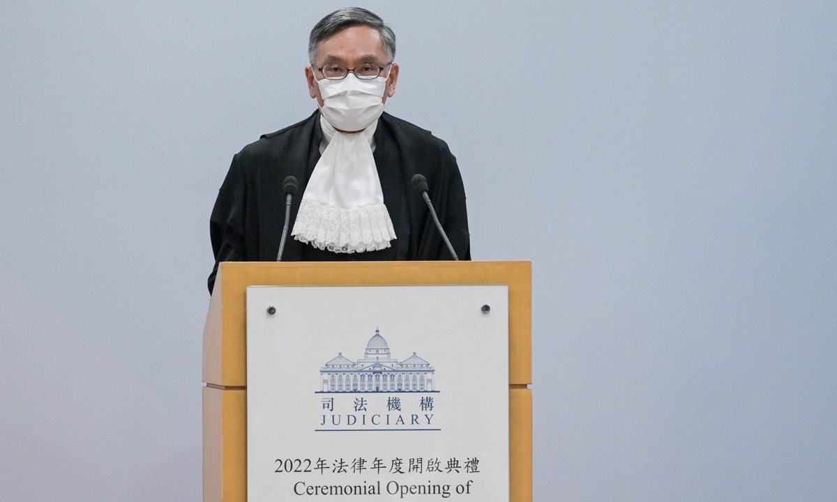 The HKSAR Chief Justice of the Court of Final Appeal Andrew Cheung Kui-nung meets the media on January 24, 2022. Photo: VCG