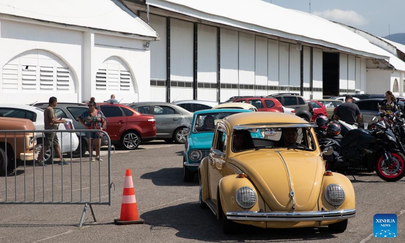 Antique cars are pictured during an event for car hobbyists in Rio de Janeiro, Brazil, on March 19, 2023.(Photo: Xinhua)