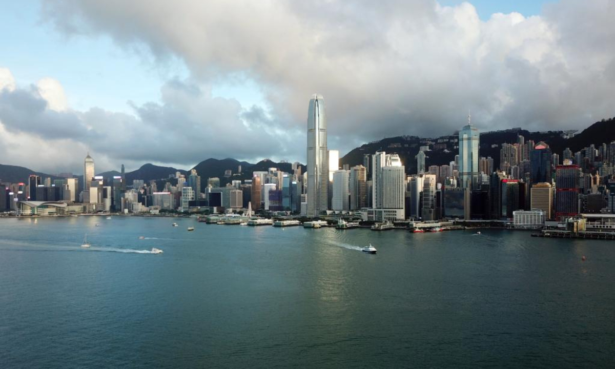 Aerial photo taken on May 29, 2022 shows a view of the Two International Finance Centre in Hong Kong. Photo:Xinhua