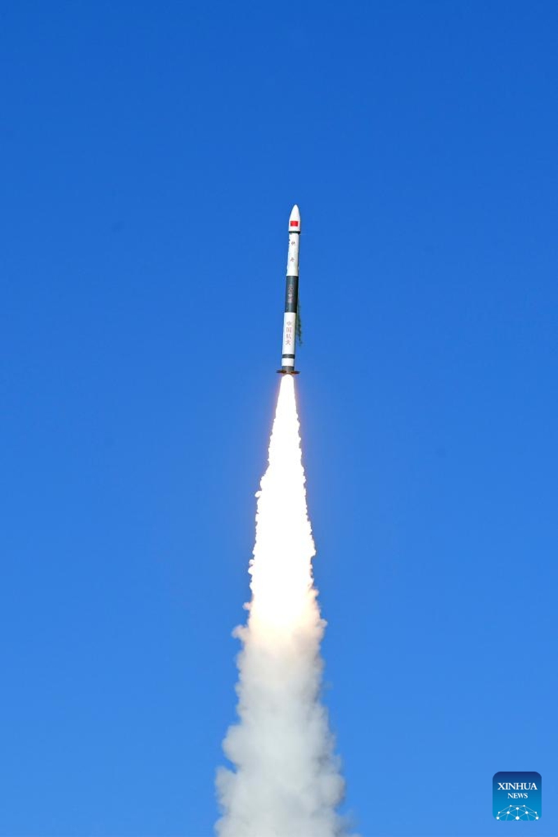 Satellites belonging to the Tianmu-1 meteorological constellation are launched by a Kuaizhou-1A carrier rocket from the Jiuquan Satellite Launch Center in northwest China, March 22, 2023. China successfully sent four meteorological satellites into space from the Jiuquan Satellite Launch Center on Wednesday. The satellites, belonging to the Tianmu-1 meteorological constellation, were launched by a Kuaizhou-1A carrier rocket at 5:09 pm (Beijing Time) and have entered the planned orbit. Photo: Xinhua