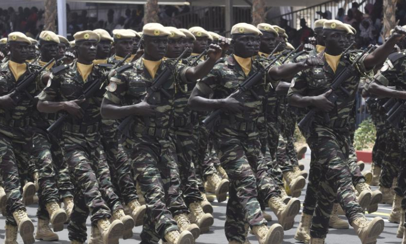 Soldiers participate in a military parade in Dakar, Senegal, on April 4, 2023. Senegal marked its 63rd anniversary of independence with a military parade on Tuesday. (Photo by Demba Gueye/Xinhua)
