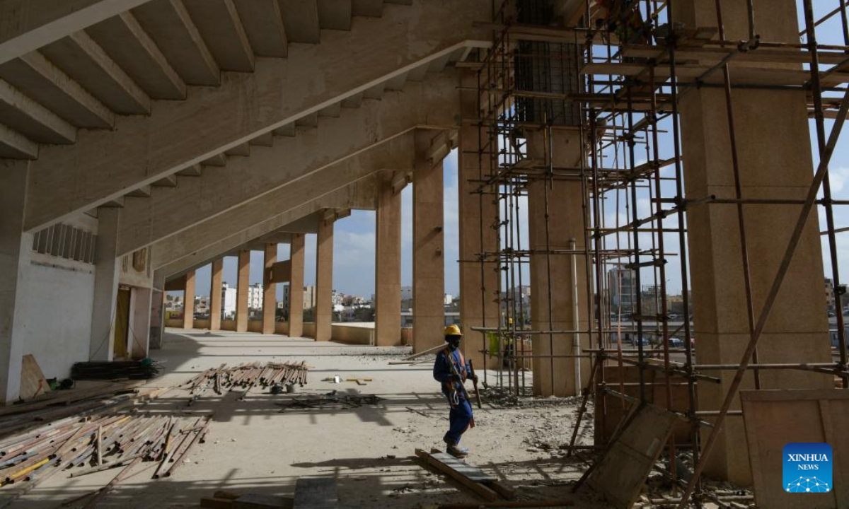 This photo taken on March 22, 2023 shows a China-financed rehabilitation project at the Leopold Sedar Senghor Stadium in Dakar, Senegal. Photo:Xinhua