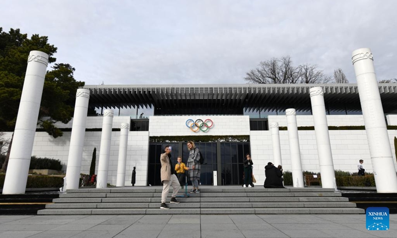 People pose for a photo at the International Olympic Museum in Lausanne, Switzerland, March 21, 2023.(Photo: Xinhua)