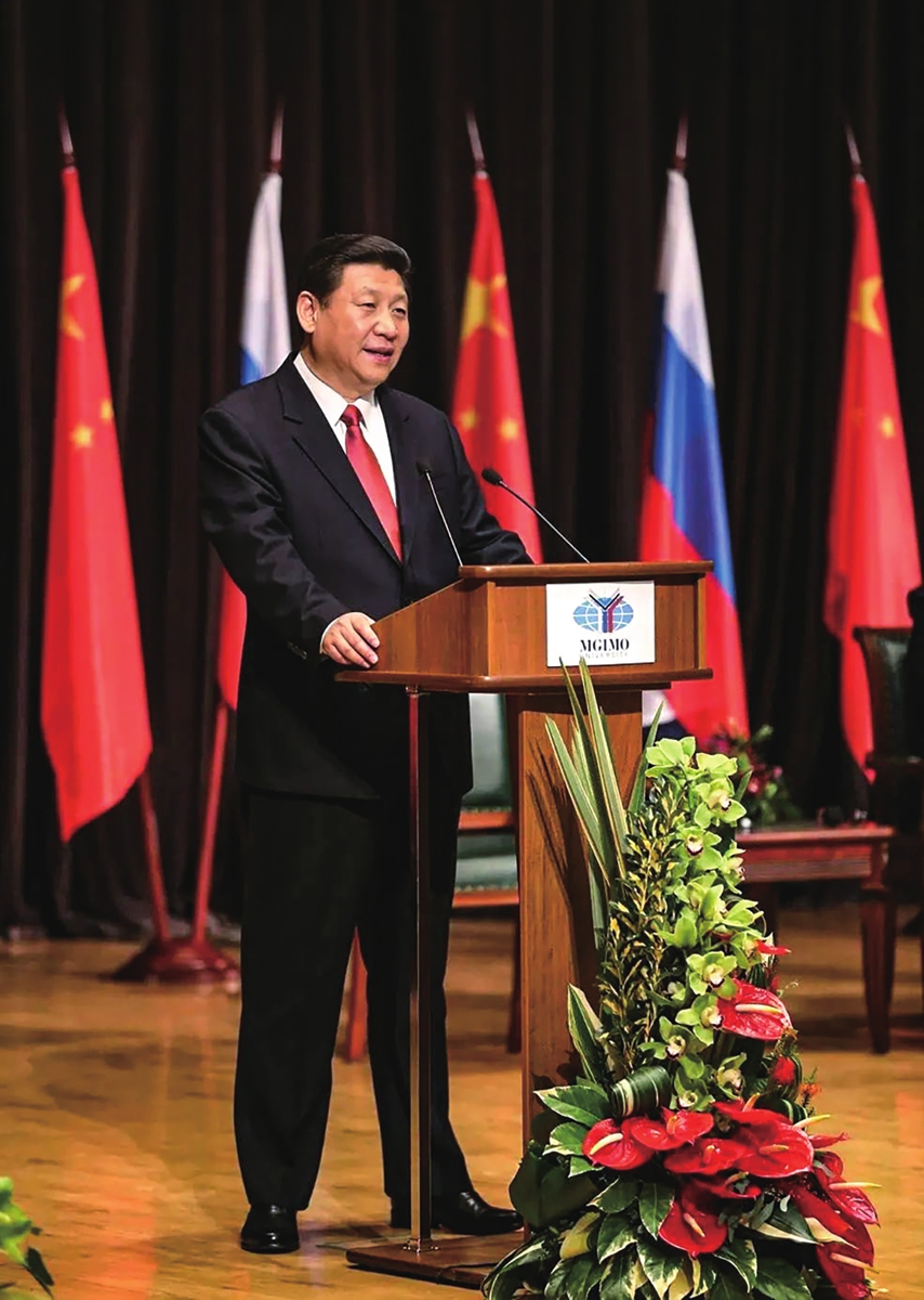 Chinese President Xi Jinping put forward a major global concept in his speech at the Moscow State Institute of International Relations, calling for joint efforts to build a community with a shared future for mankind,on March 23, 2013. Photo: Xinhua