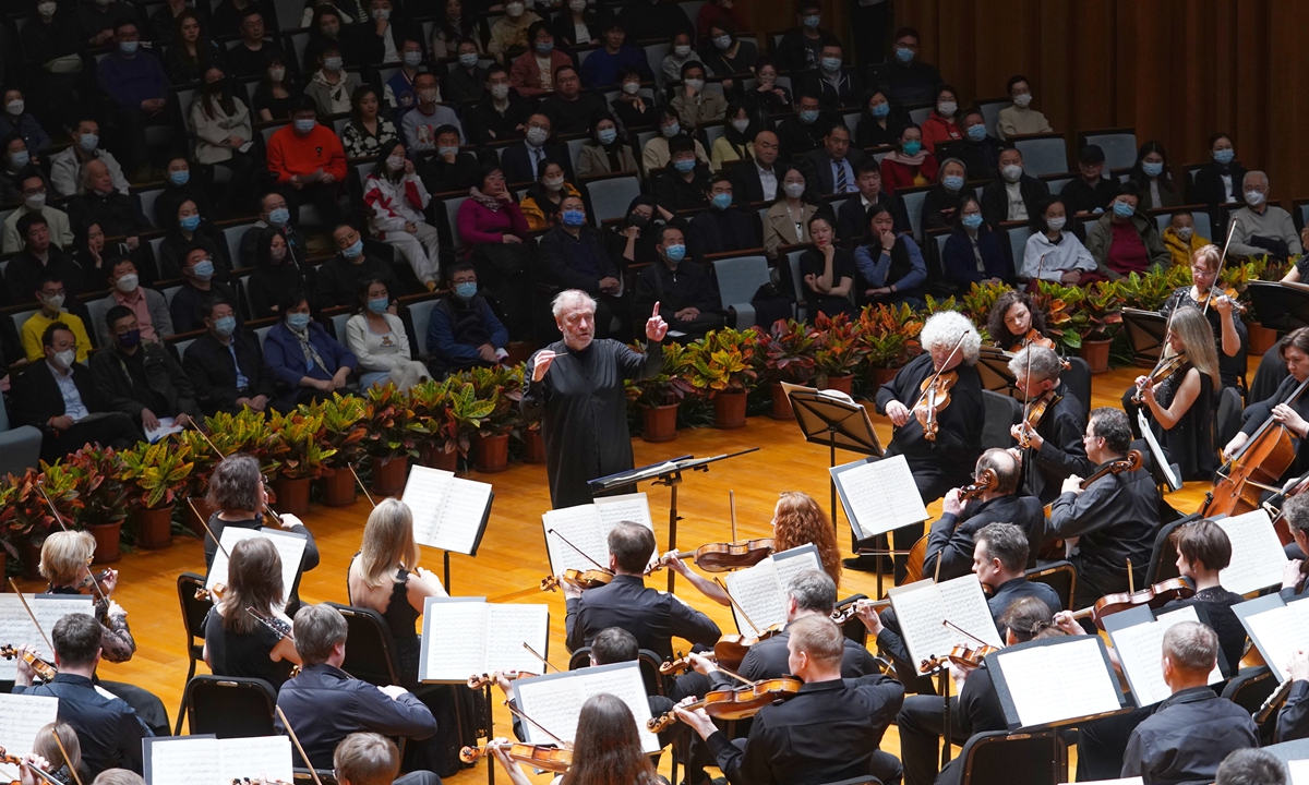 Valery Gergiev conducts a concert at the National Centre for the Performing Arts in Beijing on March 27, 2023. Photo: Courtesy of the National Centre for the Performing Arts