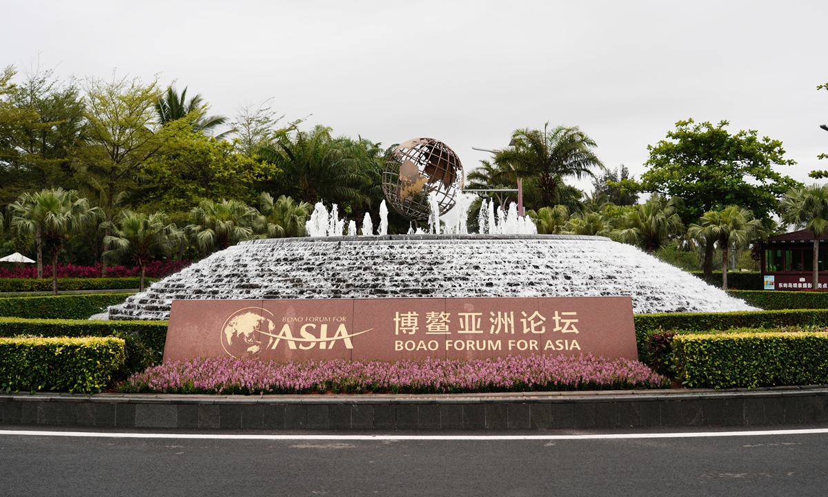 The square at the site of the Boao Forum for Asia (BFA) Annual Conference 2023 in Boao, south China's Hainan Province on March 27, 2023. The BFA is scheduled to held in Boao from March 28 to 31. Photo:VCG