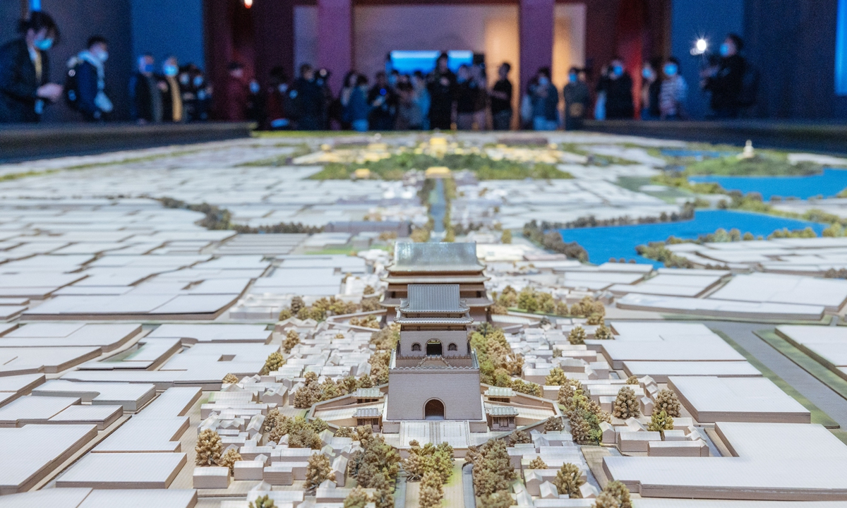 A 16-meter-long model of the Beijing Central Axis Photo: Li Hao/GT