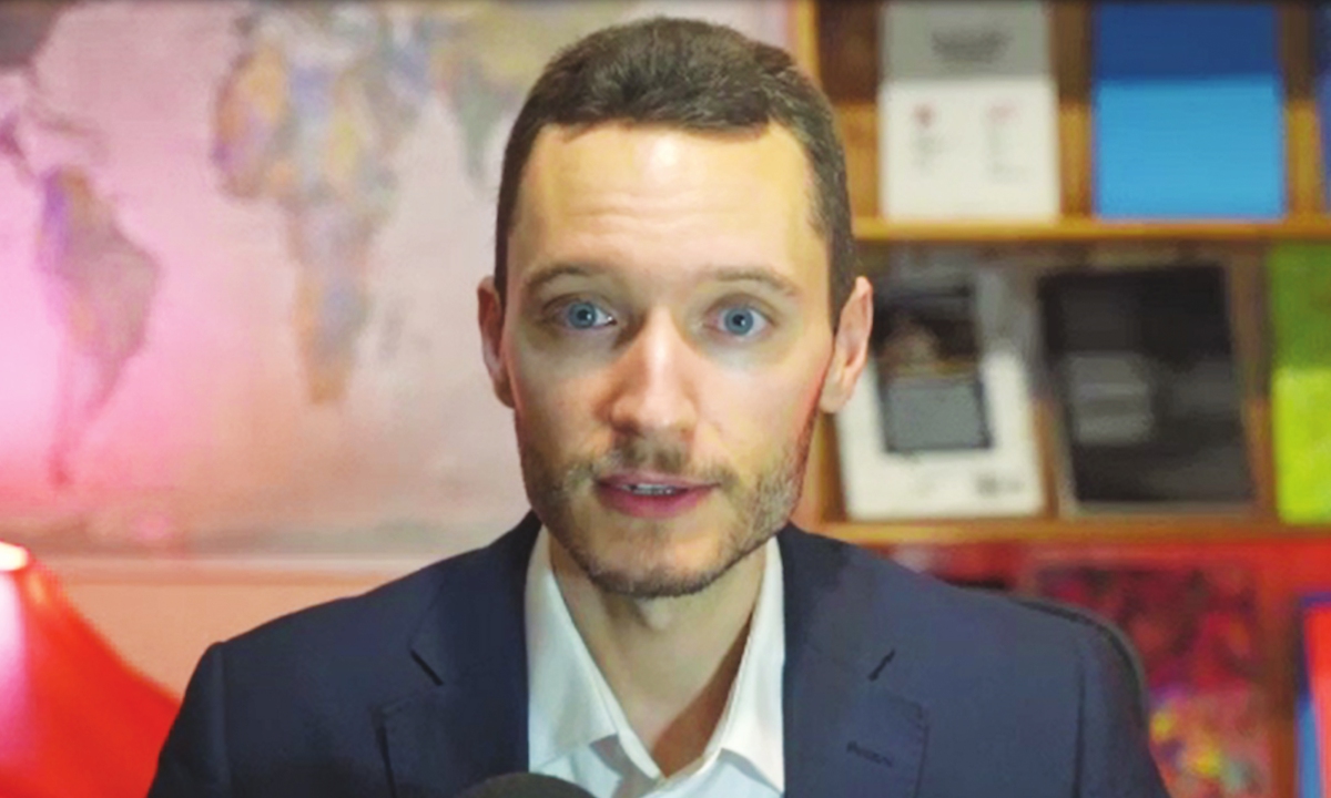 Ben Norton. Screenshot of Norton's virtual interview with the Global Times.