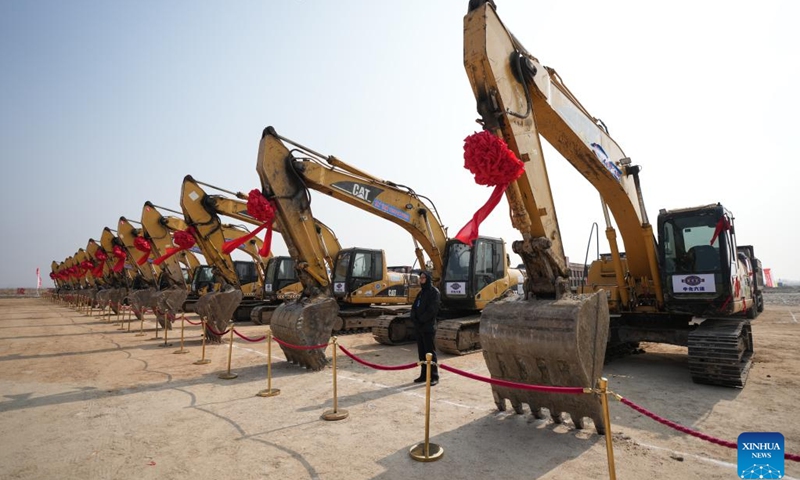 This photo taken on March 29, 2023 shows the groundbreaking ceremony of a major chemical project, a joint investment initiative by China and Saudi Arabia, in Panjin City of northeast China's Liaoning Province. The total investment of the project is 83.7 billion yuan (about 12.2 billion U.S. dollars), of which Saudi Aramco holds a 30 percent stake while the North Huajin Chemical Industries Group Corporation and Panjin XinCheng Industrial Group hold 51 and 19 percent, respectively.(Photo: Xinhua)