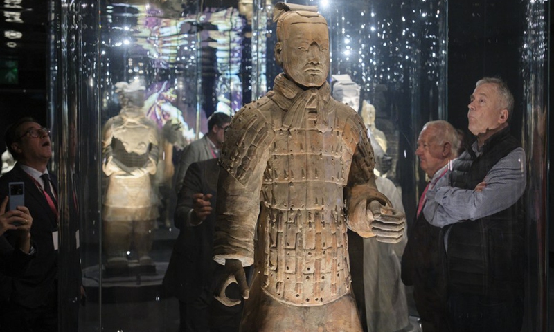 People visit an exhibition of China's renowned Terracotta Warriors in Alicante, Spain, March 28, 2023.(Photo: Xinhua)