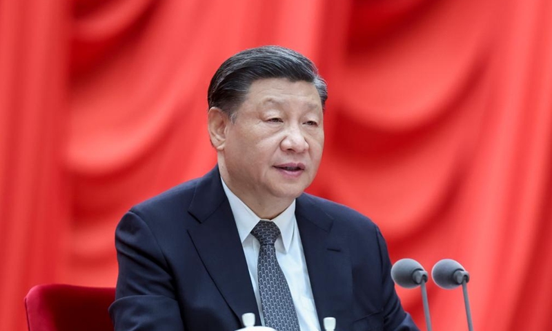 Xi Jinping, general secretary of the Communist Party of China Central Committee, also Chinese president and chairman of the Central Military Commission, delivers an important speech at a working conference on the education campaign on the study and implementation of the Thought on Socialism with Chinese Characteristics for a New Era in Beijing, capital of China, April 3, 2023. (Xinhua)