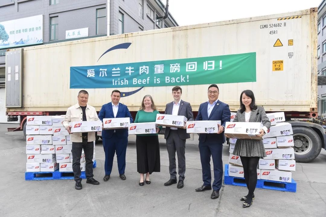 A container of Irish beef arrives in China. Photo: Courtesy of the Irish Food Board