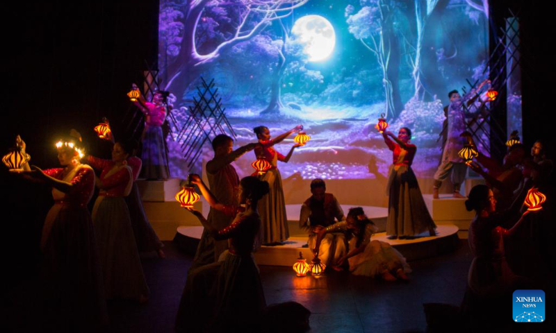 Artists perform a stage show to celebrate the International Dance Day in Kathmandu, Nepal, April 29, 2023. (Photo by Sulav Shrestha/Xinhua)
