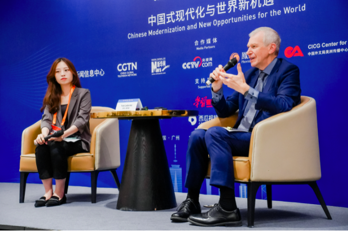 Former Belgian prime minister Yves Leterme is interviewed on April 18 in Guangzhou, Guangdong Province. Photo: Courtesy of Understanding China, GBA Dialogue