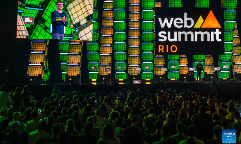 Paddy Cosgrave, CEO of Web Summit, delivers a speech during the opening ceremony of the Web Summit Rio in Rio de Janeiro, Brazil, May 1, 2023. The Web Summit Rio kicked off here on Monday. (Photo by Claudia Martini/Xinhua)