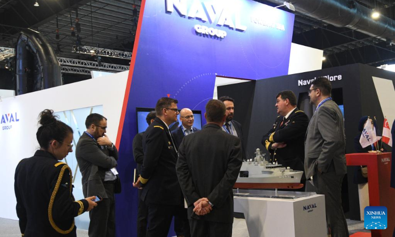 Military and defence delegates attend the International Maritime Defence Exhibition (IMDEX) Asia 2023 on its opening day in Singapore's Changi Exhibition Centre, May 3, 2023. (Photo by Then Chih Wey/Xinhua)