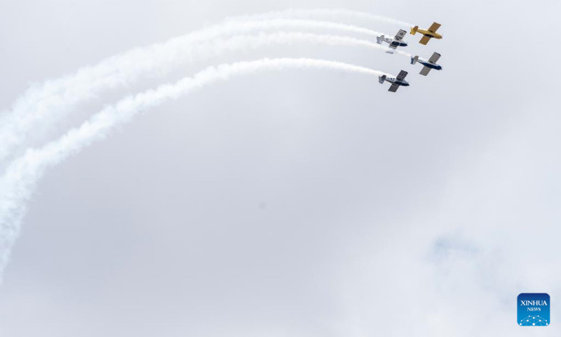 Aircrafts perform aerobatics during the South African Air Force Museum Airshow in Centurion of Gauteng Province, South Africa, on May 6, 2023. (Photo by Shiraaz Mohamed/Xinhua)