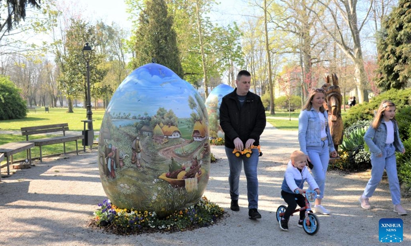 An Easter eggs exhibition is held at the City Park in Koprivnica, Croatia on April 10, 2023(Photo: Xinhua)
